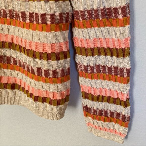 Kookai Sweater Women 1 (US 4/6) 3D Knit Fine Sparkle Metallic Cardigan Colorful - Picture 3 of 9